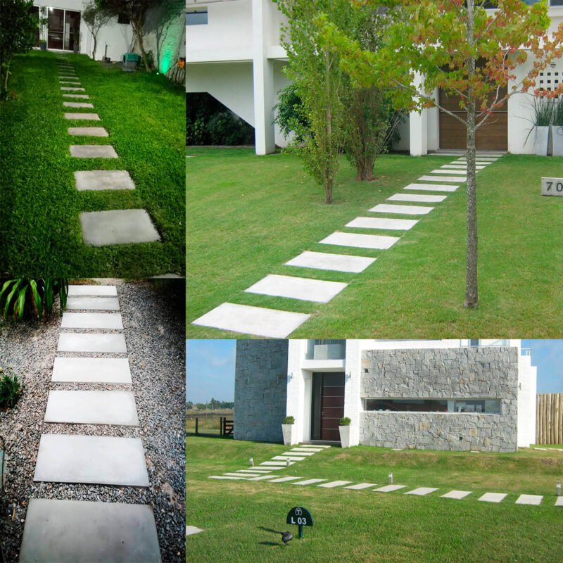 baldosones en cemento gris liso